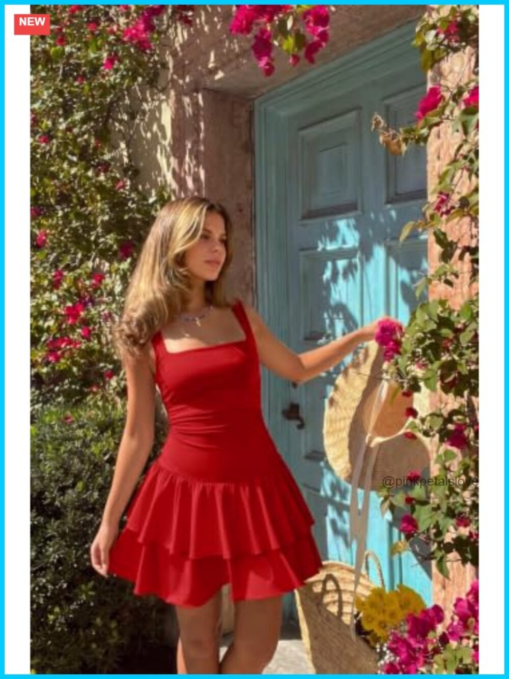Square Neck Tank Mini Dress Ruffle Hem Ruched Club Party - Picture 5 of 6